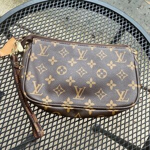 Louis Vuitton Brown and Tan Monogram Pouch